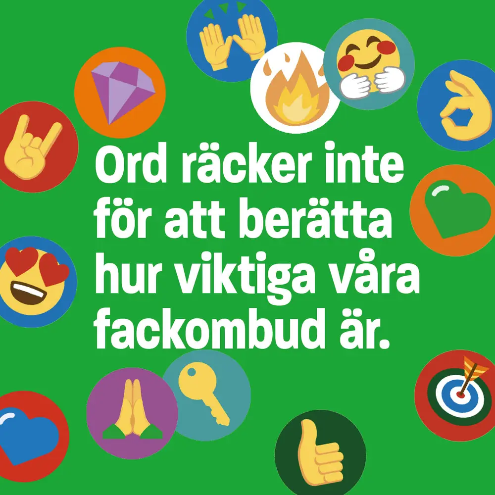 Grön platta med en massa emoijis