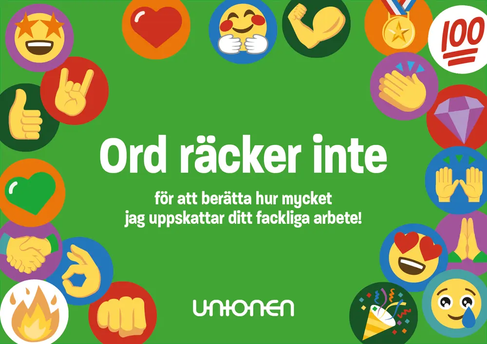Tackkort med texten "Ord räcker inte"
