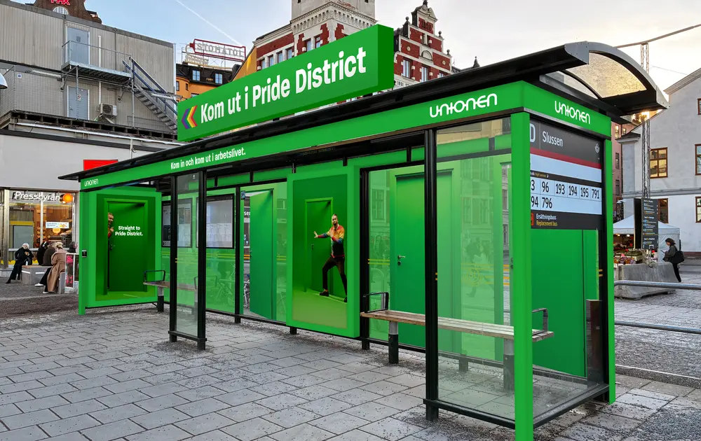 Grön busskur vid Slussen