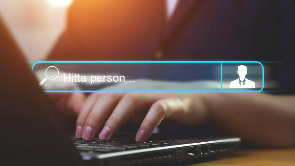 Person som söker på olika ord datorn. 