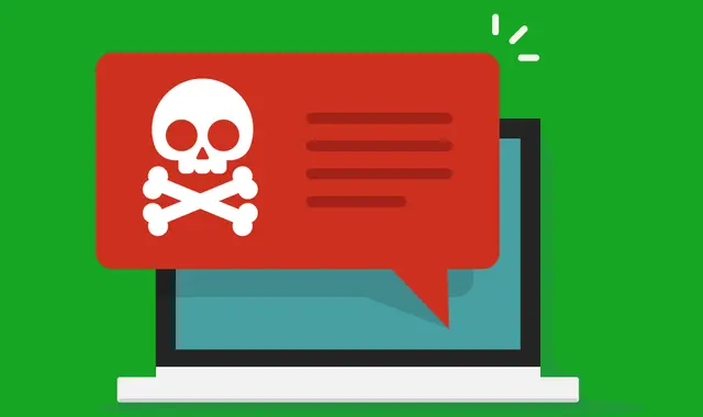 Bild på virussjuk laptop. 