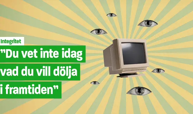Dator med ögon som tittar på den