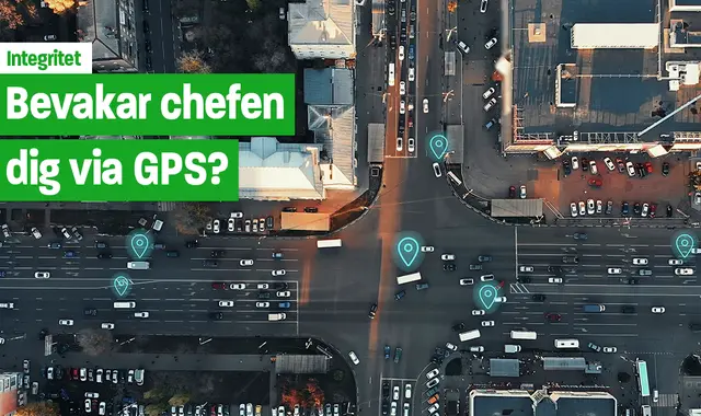 Bild på bilar som åker runt på gator - övervakade av gps