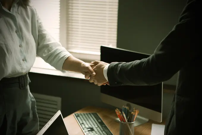 Personer som tar i hand