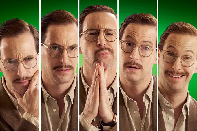 En man som visar många olika ansiktsuttryck