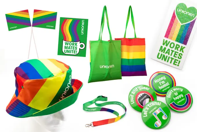 Regnbågsfärgade prylar