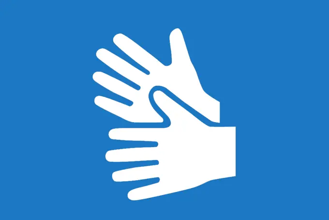 Teckenspråkssymbol med händer - blå