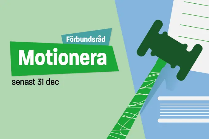 Illustration av en ordförandeklubba med rubrik Motionera senast 31 december