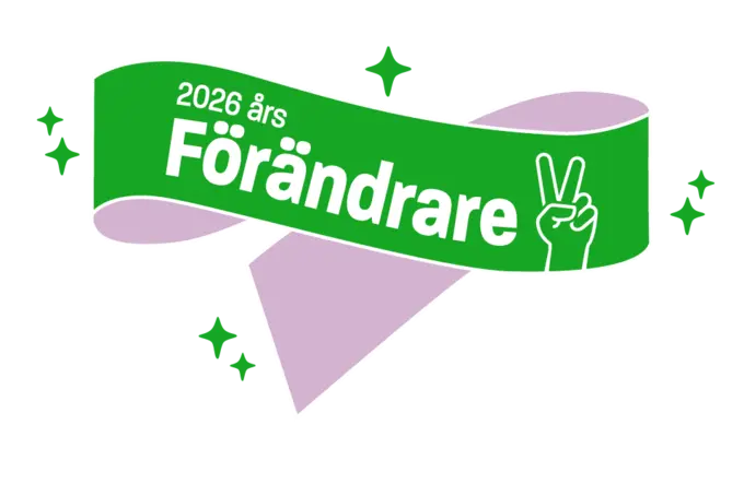 Banderoll med text. 2026 års Förändrare
