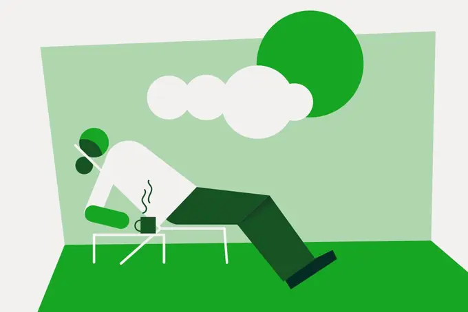 Illustration som symboliserar vila och återhämtning under semestern