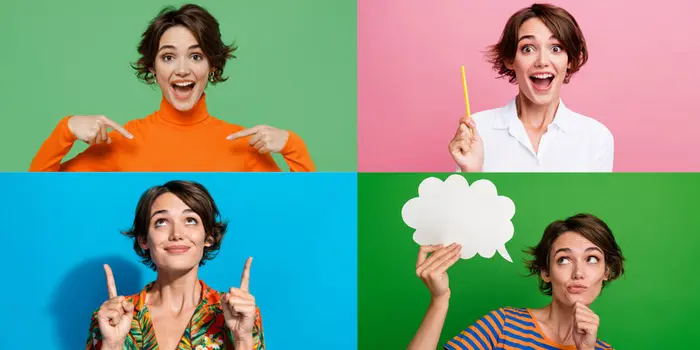 Fyra bilder på samma tjej